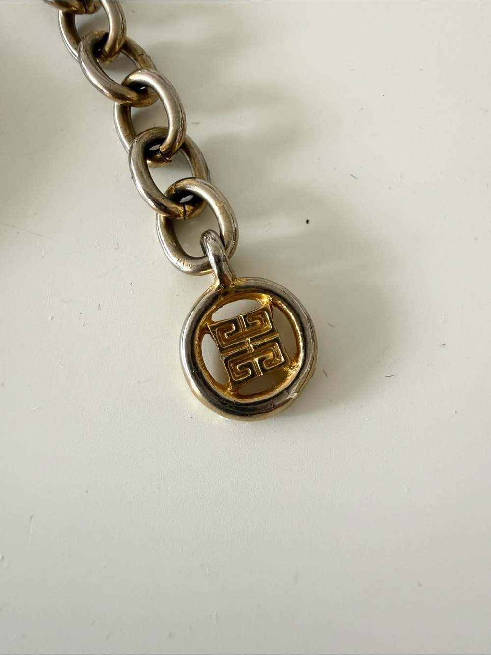 Vintage 80s Givenchy Gold / Silver G Logo Chunky Collar Statement Necklace - Picture 9 of 10